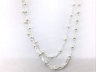 collar plata 925mm con piedra con perla 22.5cm