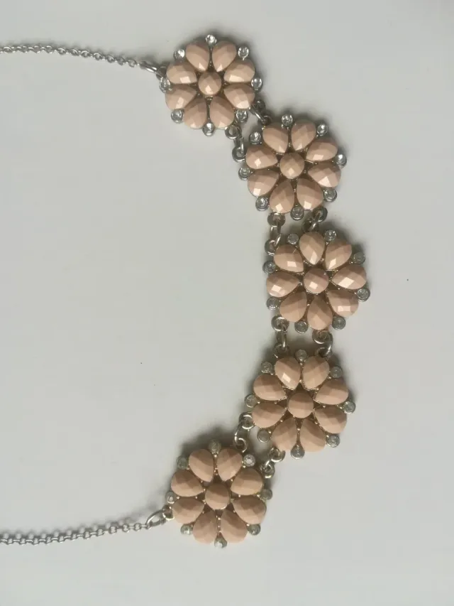 Collana fiore rosa e argento