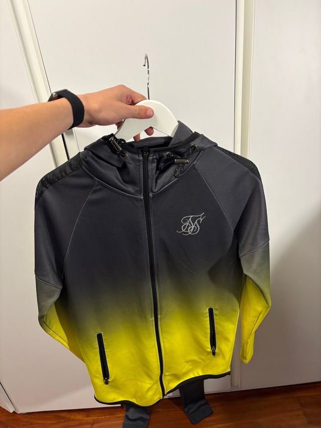 Tuta da ginnastica Sik Silk taglia S grigia e gialla