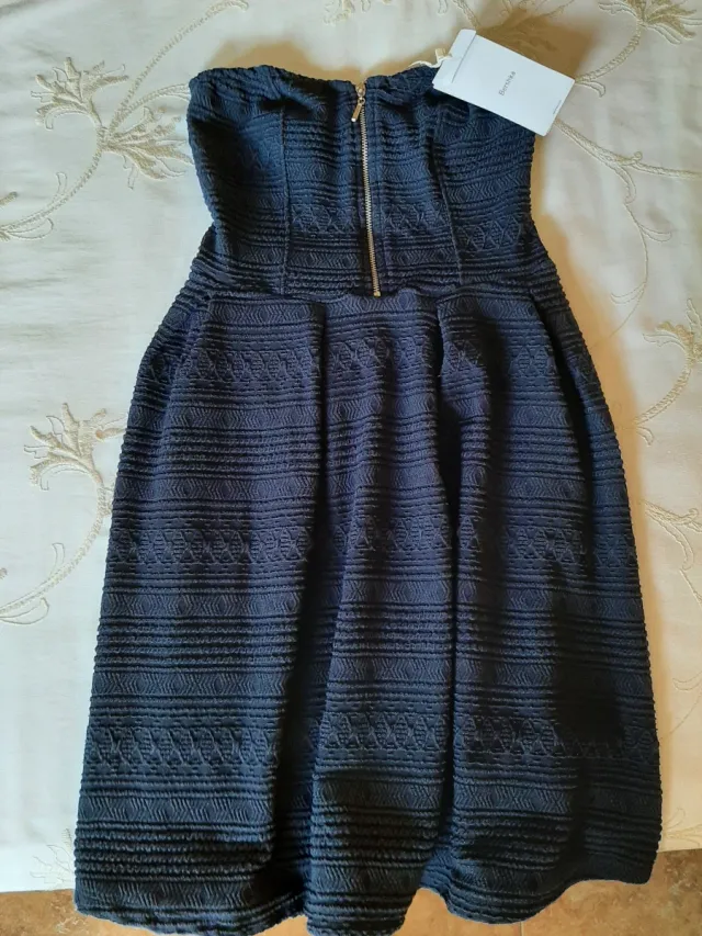 Vestido Bershka palabra de honor azul T.XS