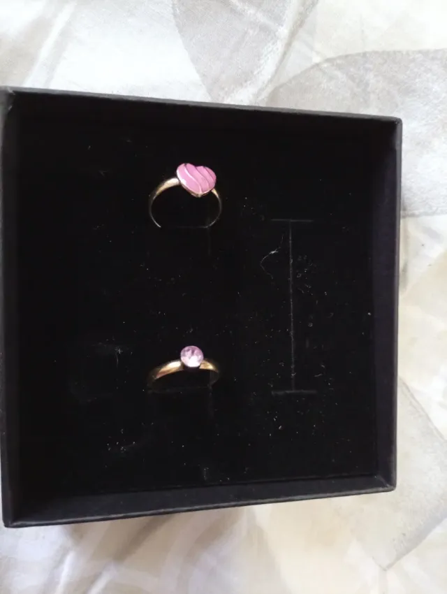 Anillos Corazón Rosa y Lila