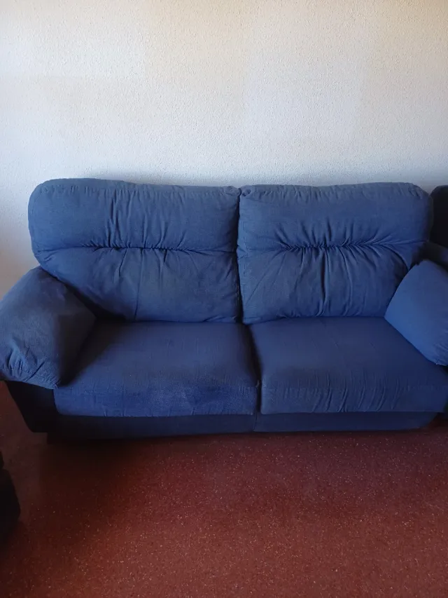 Sofás 3 y 2 plazas azul tela