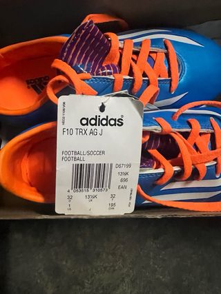 Botas de Fútbol Adidas Azul y Naranja Talla 32