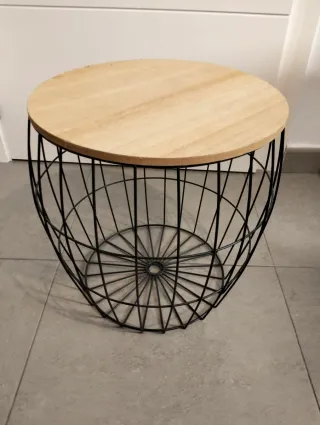 Cesto Madera y Metal Redondo