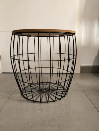Cesto Madera y Metal Redondo