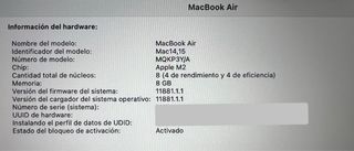 MacBook Air M2 256GB 2023 Batería 100%
