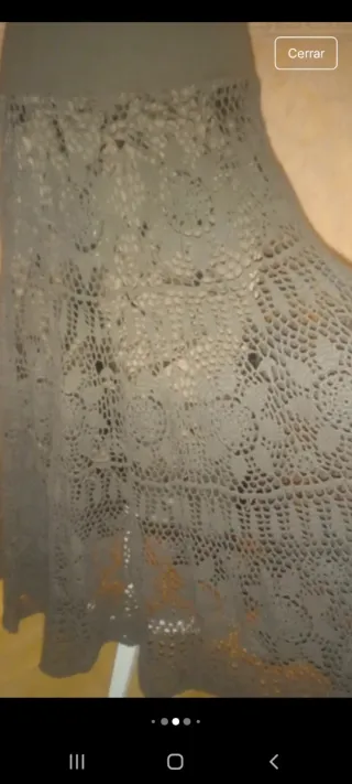 Falda larga de crochet marrón