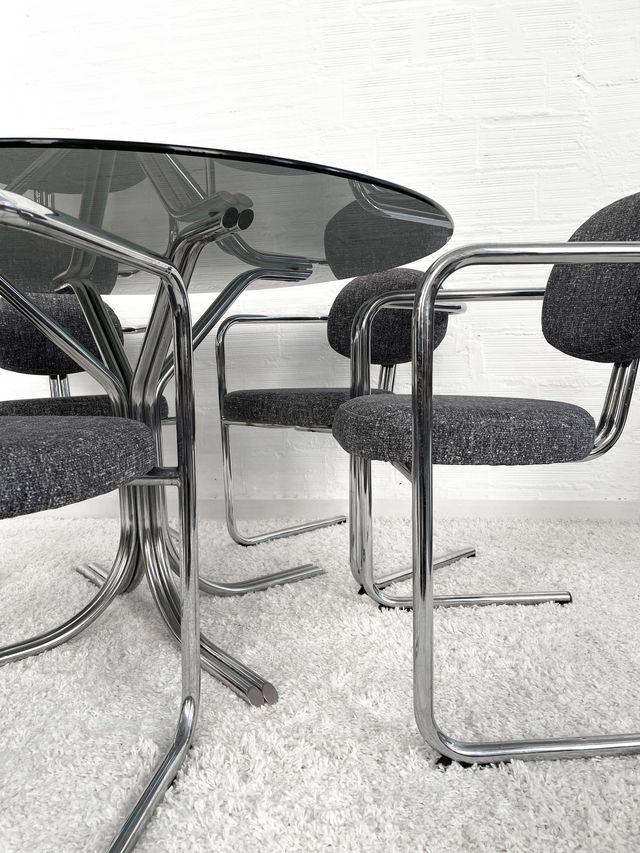 MESA COMEDOR VINTAGE. DOBLE ESTRUCTURA TUBULAR 70s