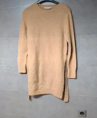 Vestido largo beige mujer