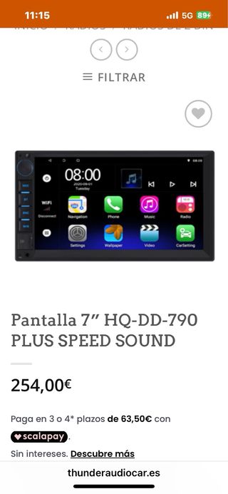 Pantalla Android Speed Sound