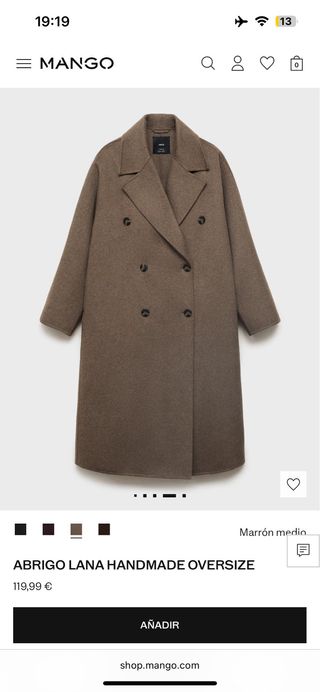 Abrigo Mango Lana Oversize M con pequeño detalle