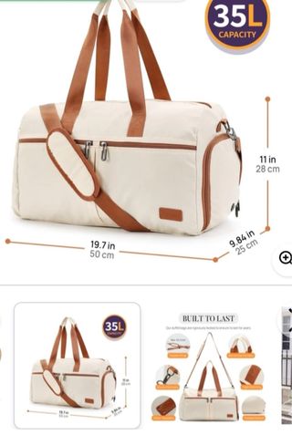 Bolsa de viaje / fin de semana beige con detalles 