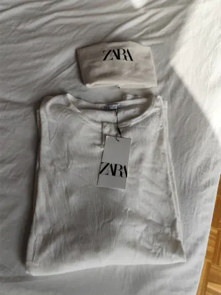 Camiseta Zara Hombre Blanca Manga Larga