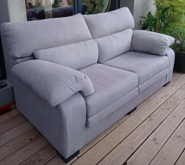 Sofá extensible gris tela