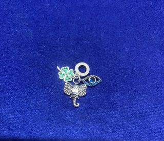 Charm Elefante Ojo Trébol Pulsera Pandora Plata 