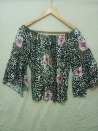 Blusa Hombros Descubiertos Estampada Flores T XL