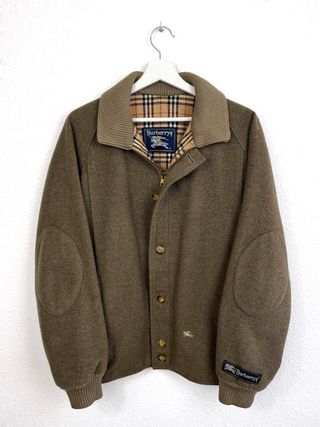 Chaqueta Burberrys Vintage 90s Lana Bordada Marrón