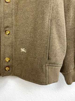Chaqueta Burberrys Vintage 90s Lana Bordada Marrón