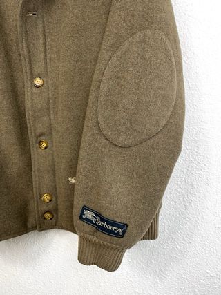 Chaqueta Burberrys Vintage 90s Lana Bordada Marrón