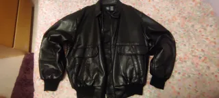 Cazadora de cuero negra para hombre