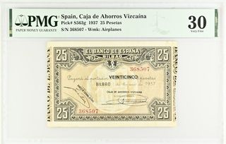 Billete 25 Pesetas España 1937 Bilbao PMG 30