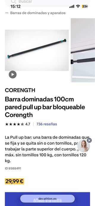 Barra dominadas Corength 100cm