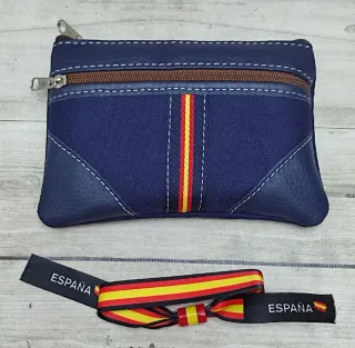 OFERTA! MONEDERO LONA/ PIEL AZUL + REGALO PULSERA 