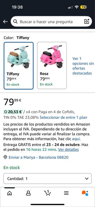 Moto eléctrica infantil Vespa!