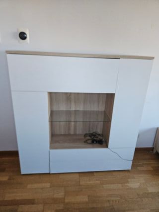 Mueble salón blanco y madera El Corte Inglés