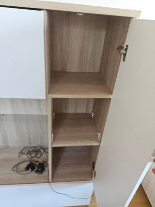 Mueble salón blanco y madera El Corte Inglés