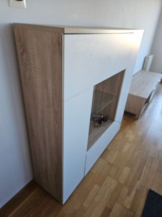 Mueble salón blanco y madera El Corte Inglés