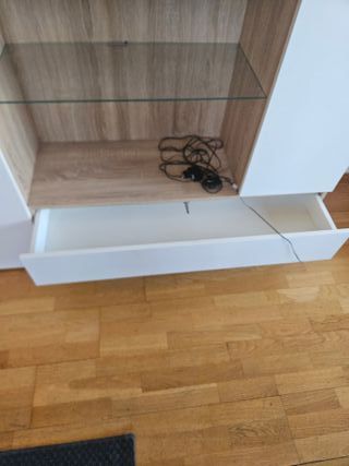 Mueble salón blanco y madera El Corte Inglés