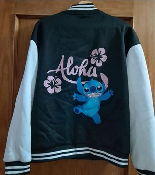 Chaqueta Beisbol Stitch Negra y Blanca