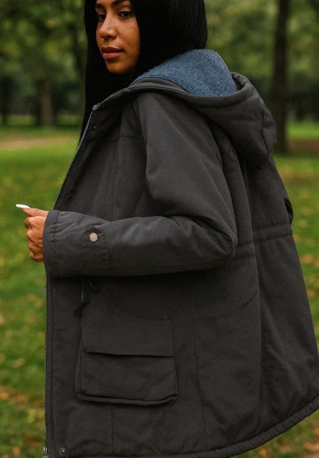 Abrigo Polar Gris y Azul