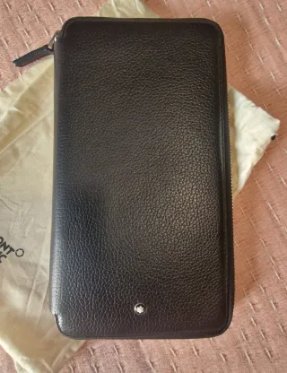 Cartera Billetera Montblanc Piel Negra Hombre