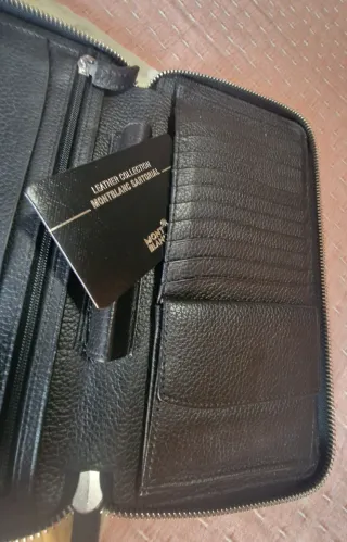 Cartera Billetera Montblanc Piel Negra Hombre