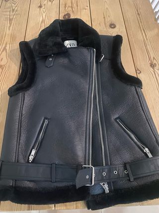 Chaleco Zara Negro Pelo Sintético