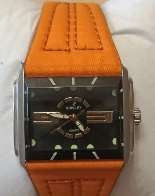 Reloj Nowley Mujer Negro Naranja Nuevo