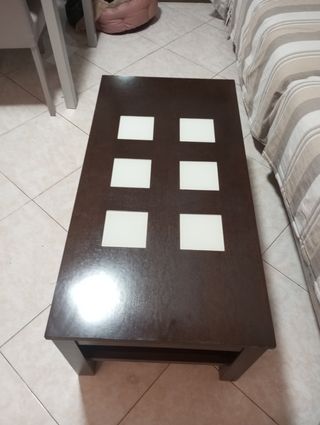 Mesa de centro madera y cristal plegable