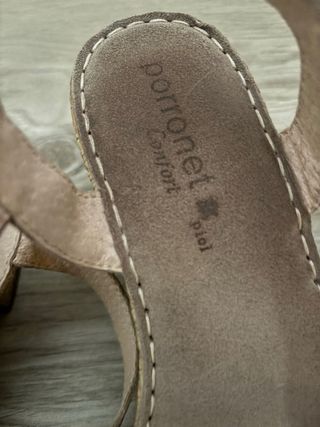 Sandalias Porronet Piel Tacón Dorado