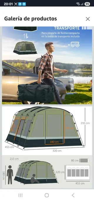 Tienda de campaña familiar Outsunny