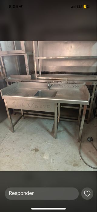 Fregadero industrial acero inoxidable 146x60x85