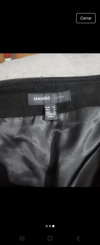 Falda Mango efecto piel ante negra Talla M
