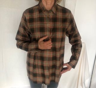Blusa de invierno cuadros verde y crema