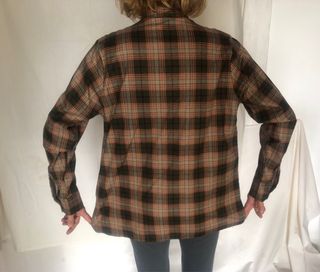 Blusa de invierno cuadros verde y crema