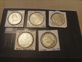 5 Monedas Plata Tipo Duro