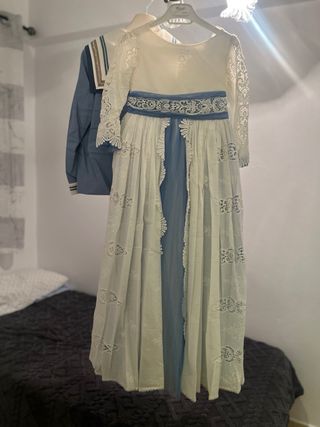 Traje de comunión niña encaje azul