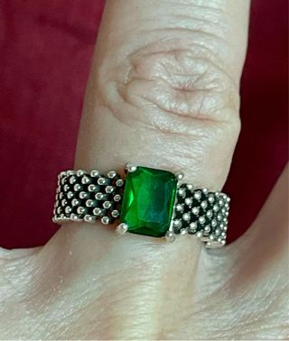 Anillo Plata 925 con Piedra Verde