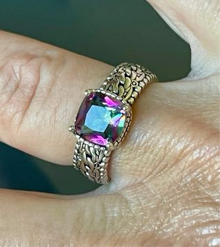Anillo Plata 925 Piedra Multicolor