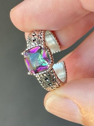 Anillo Plata 925 Piedra Multicolor